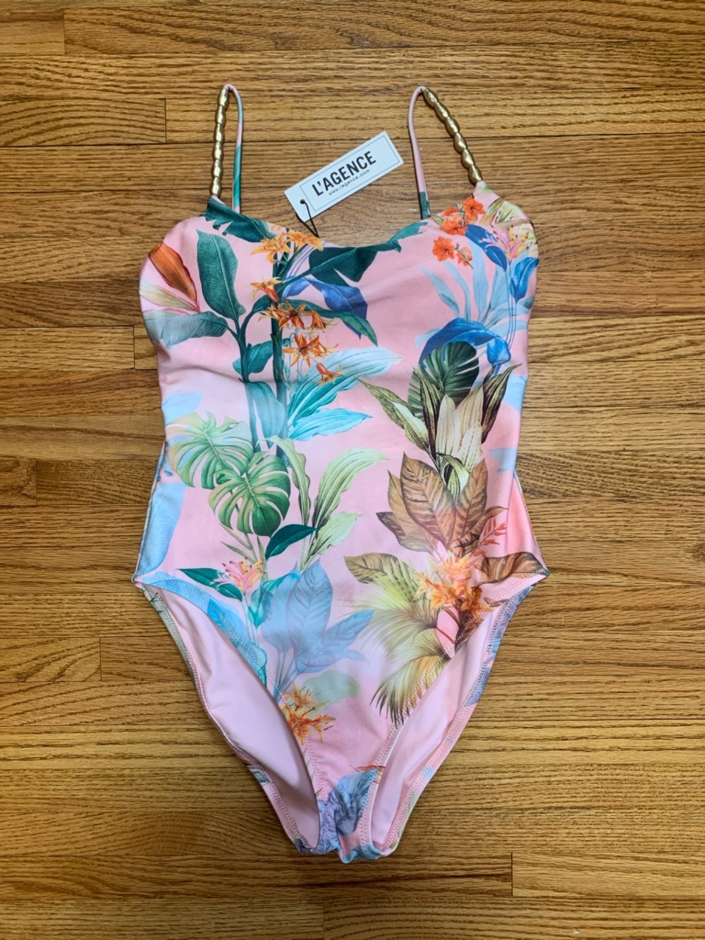 L’AGENCE swimsuit - Remi underwire one piece bathing suit, high leg, light pink